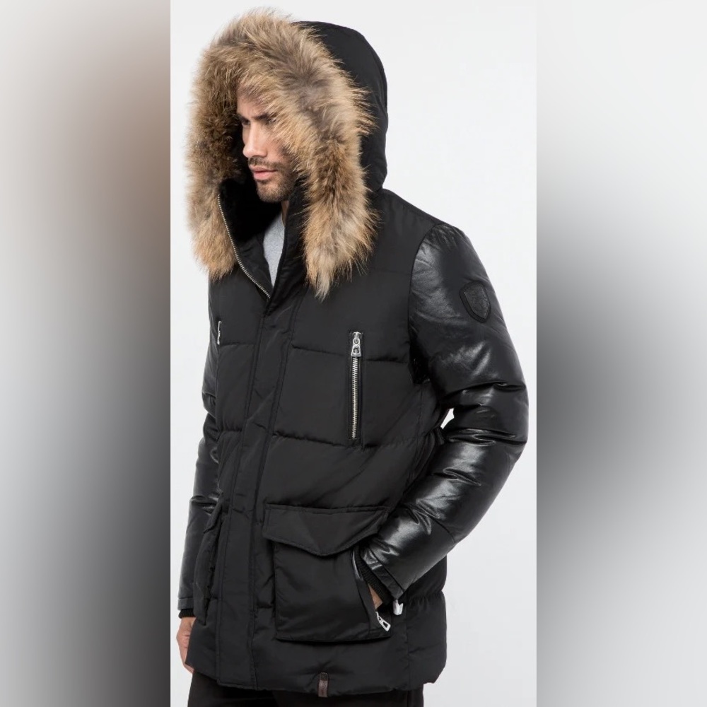 MEN'S RUDSAK CALCOT BLACK DOWN FILLED WINTER LEATHER SLEEVES